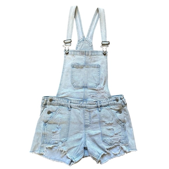 Hollister Boyfriend Whitewashed Distressed Jean Overalls - Picture 1 of 6
